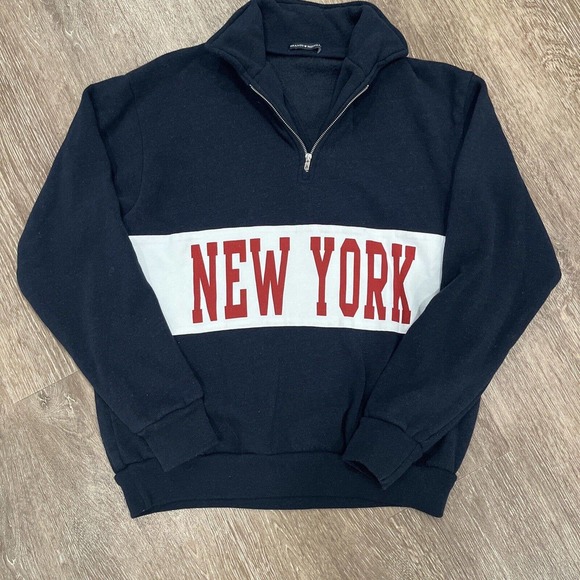 Brandy Melville Tops - Brandy Melville Isabella New York 1/4 Zip Sweatshirt Top One Size Cotton Blend